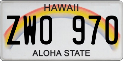 HI license plate ZWO970