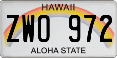 HI license plate ZWO972