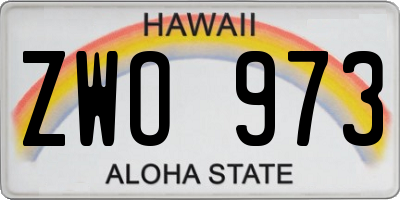 HI license plate ZWO973