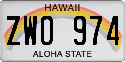HI license plate ZWO974