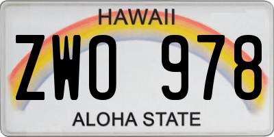 HI license plate ZWO978