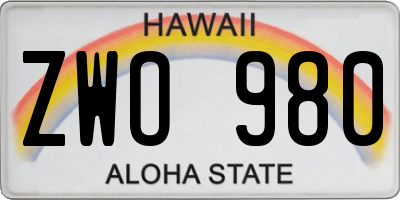 HI license plate ZWO980