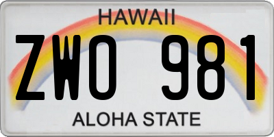 HI license plate ZWO981