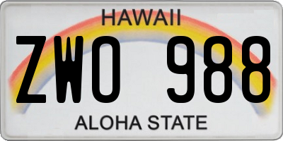 HI license plate ZWO988
