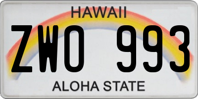 HI license plate ZWO993
