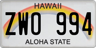 HI license plate ZWO994