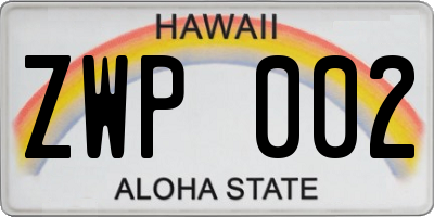HI license plate ZWP002