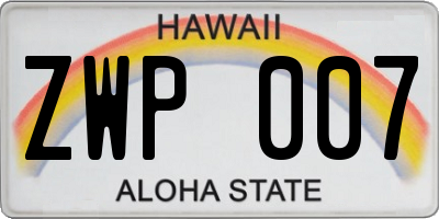 HI license plate ZWP007