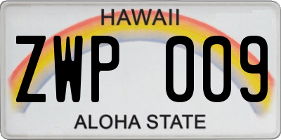 HI license plate ZWP009