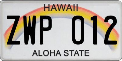 HI license plate ZWP012