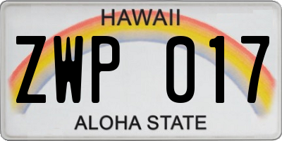 HI license plate ZWP017