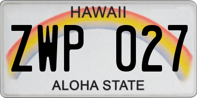 HI license plate ZWP027