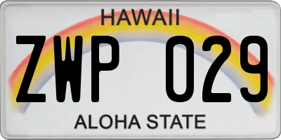 HI license plate ZWP029