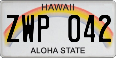 HI license plate ZWP042