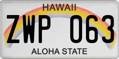 HI license plate ZWP063