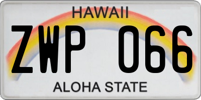 HI license plate ZWP066