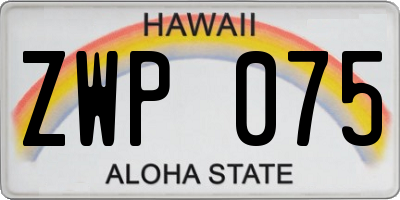 HI license plate ZWP075