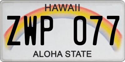 HI license plate ZWP077