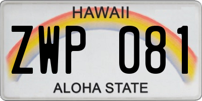 HI license plate ZWP081