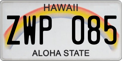 HI license plate ZWP085