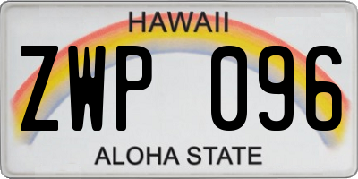 HI license plate ZWP096