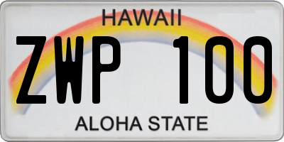 HI license plate ZWP100