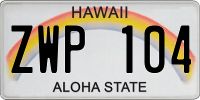 HI license plate ZWP104