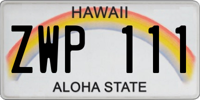 HI license plate ZWP111