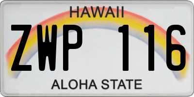 HI license plate ZWP116