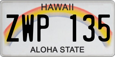 HI license plate ZWP135