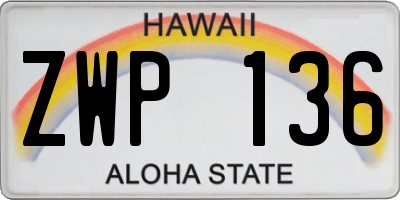 HI license plate ZWP136