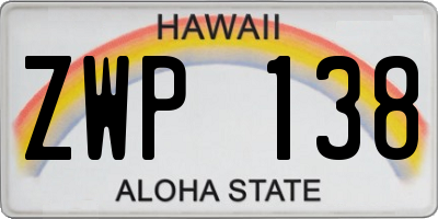 HI license plate ZWP138