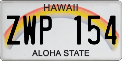 HI license plate ZWP154