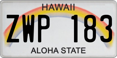 HI license plate ZWP183