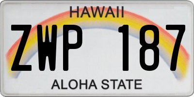 HI license plate ZWP187
