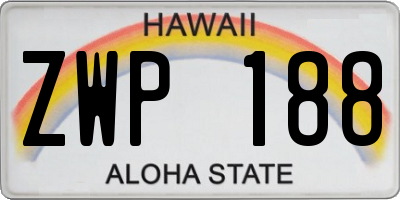 HI license plate ZWP188