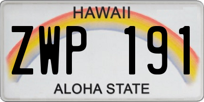 HI license plate ZWP191