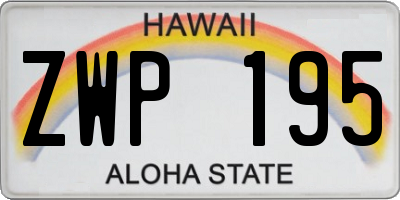 HI license plate ZWP195