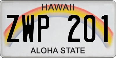 HI license plate ZWP201