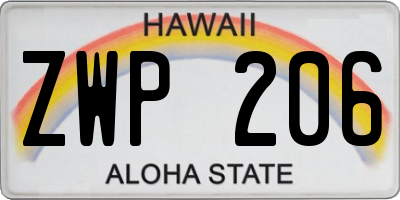 HI license plate ZWP206