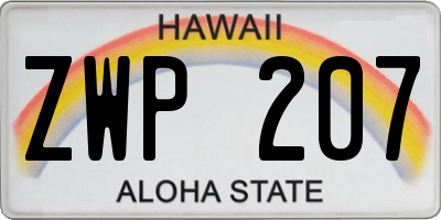 HI license plate ZWP207