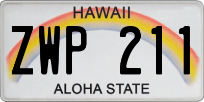 HI license plate ZWP211