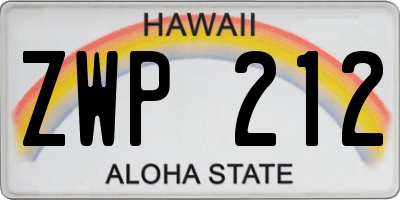 HI license plate ZWP212
