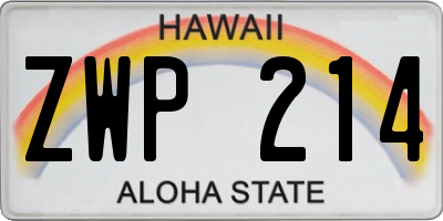 HI license plate ZWP214