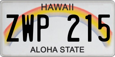 HI license plate ZWP215