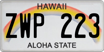 HI license plate ZWP223
