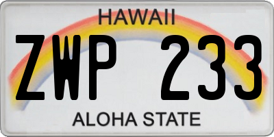 HI license plate ZWP233