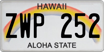 HI license plate ZWP252