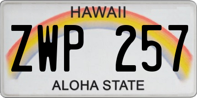 HI license plate ZWP257