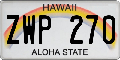 HI license plate ZWP270